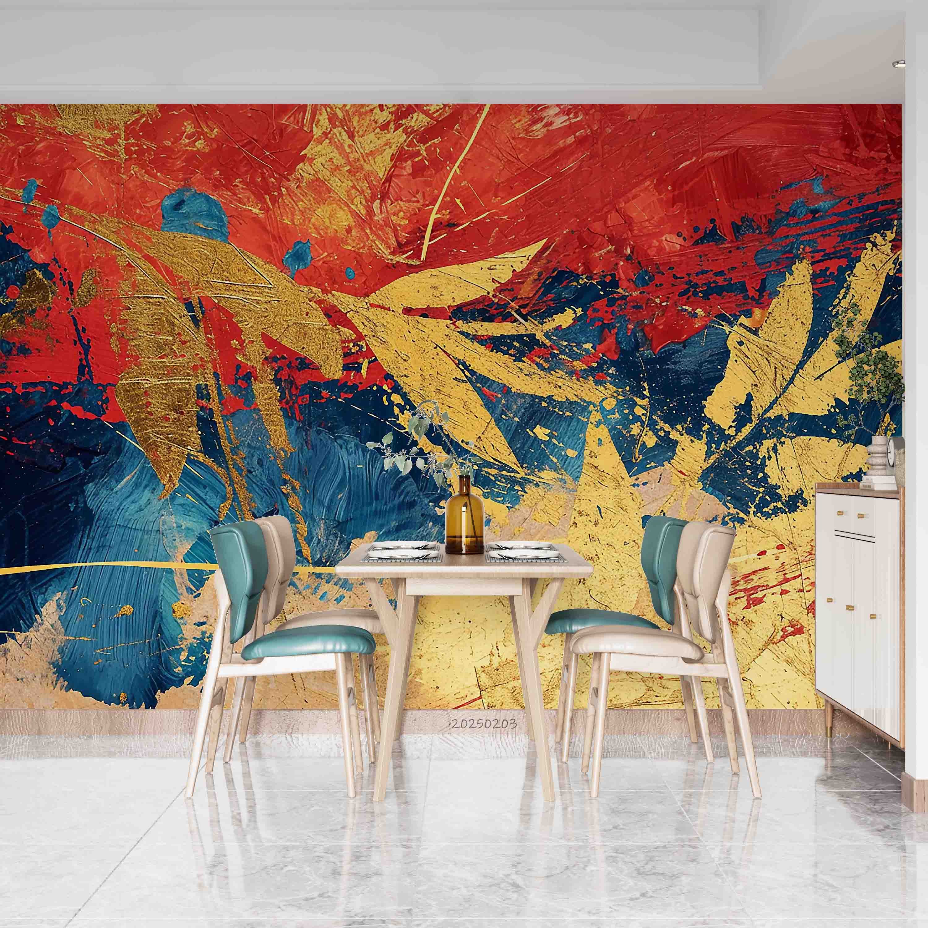 3D Abstract Colorful Graffiti Gold Leaf Wallpaper Wall Mural Wall Decor Wall Art Wall Sticker Remoable Wallpaper LQH