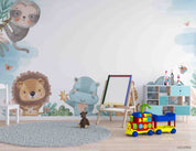 3D Childcare Nursery School Cartoon Animals Kids Wall Mural Wallpaper JN