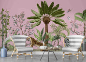 3D Tropical Jungle Tree Tiger Zebra Heron Wall Mural Wallpaper GD 4213- Jess Art Decoration