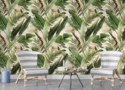 3D Watercolor Tropical Leaves Pattern Light Background Wall Mural Wallpaper GD 4206- Jess Art Decoration