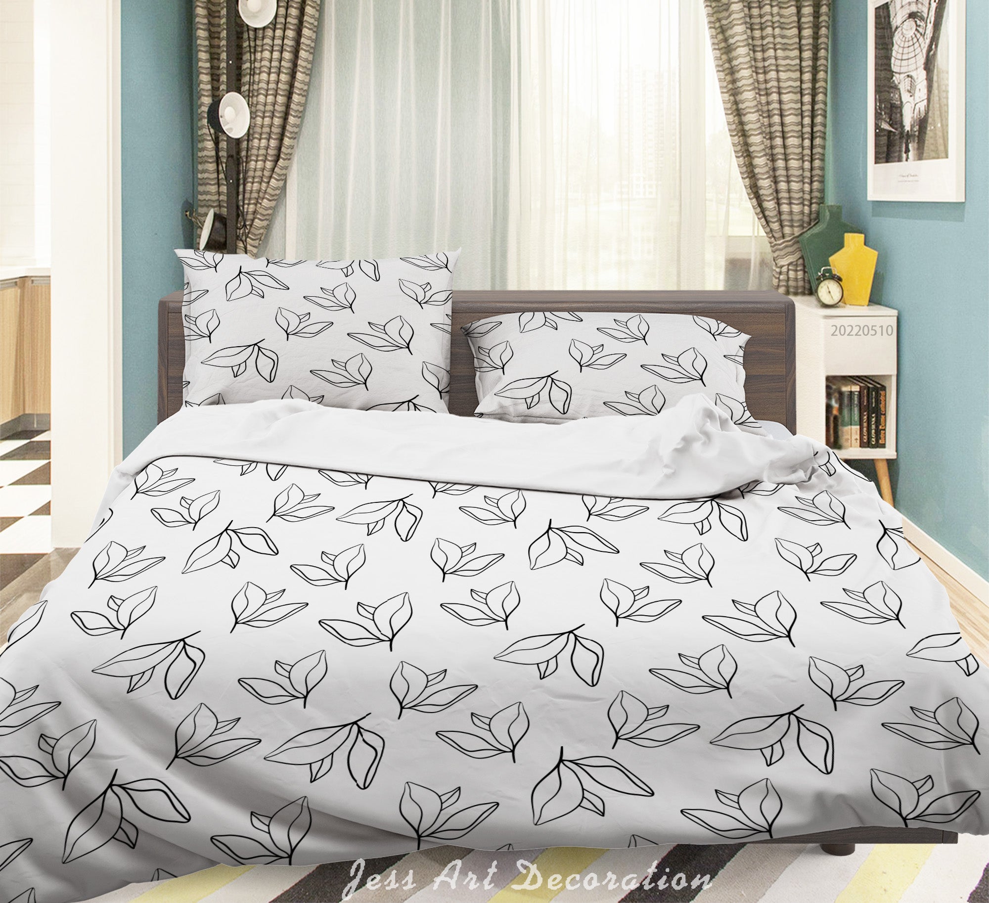 3D Leaf White Quilt Cover Set Bedding Set Duvet Cover Pillowcase 20