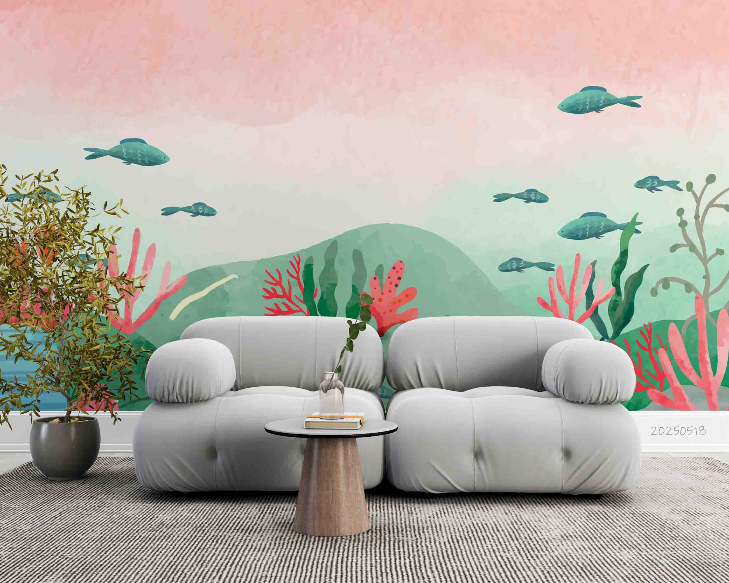 3D Watercolor Underwater World Wallpaper Wall Mural Wall Decor Wall Art Wall Sticker Remoable Wallpaper