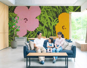 3D Graffiti Floral Grass Black Wall Mural Wallpaper YXL 2894