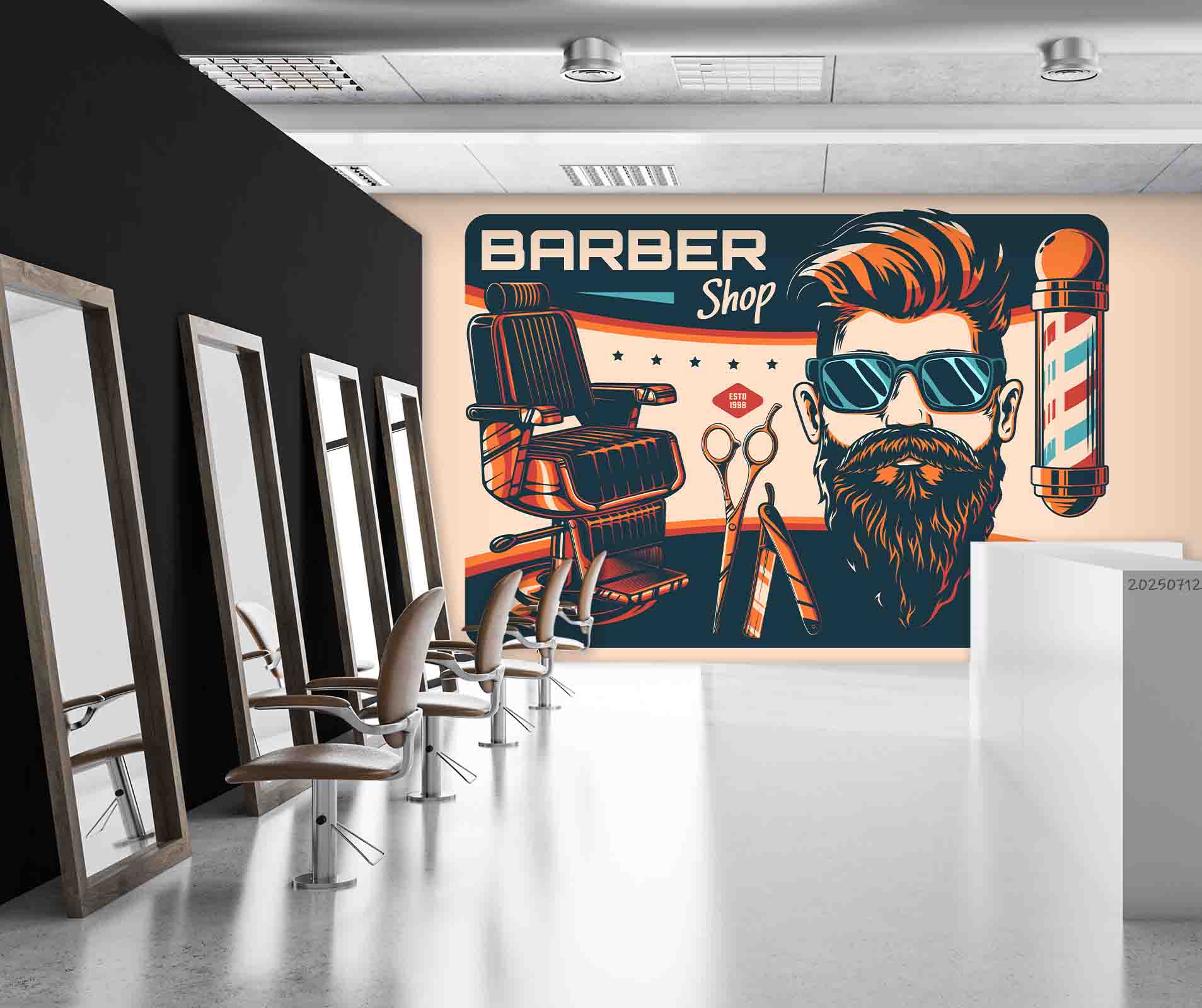 3D Barber Shop Hair Salon Haircut Specialist Wall Mural Wallpaper 19