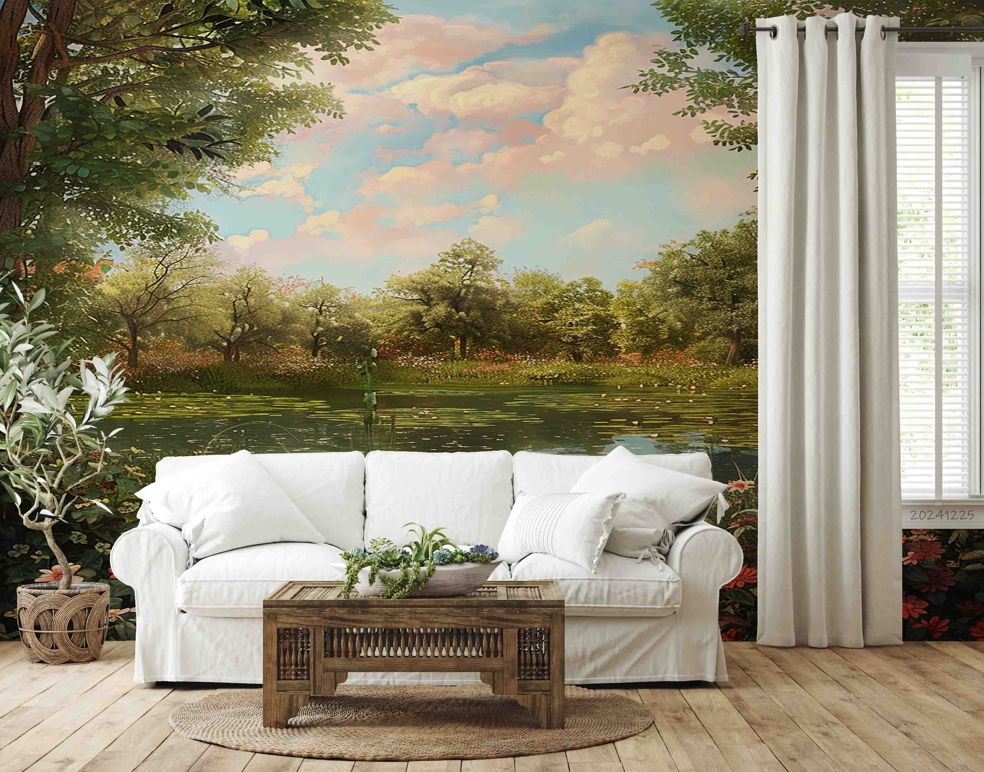 3D Sky Forest Park Lake Landscape Wallpaper Wall Mural Wall Decor Wall Art Wall Sticker Remoable Wallpaper LQH 51