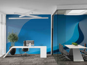 3D Office Business Commerce Blue Geometric Modern Wall Mural Wallpaper 32