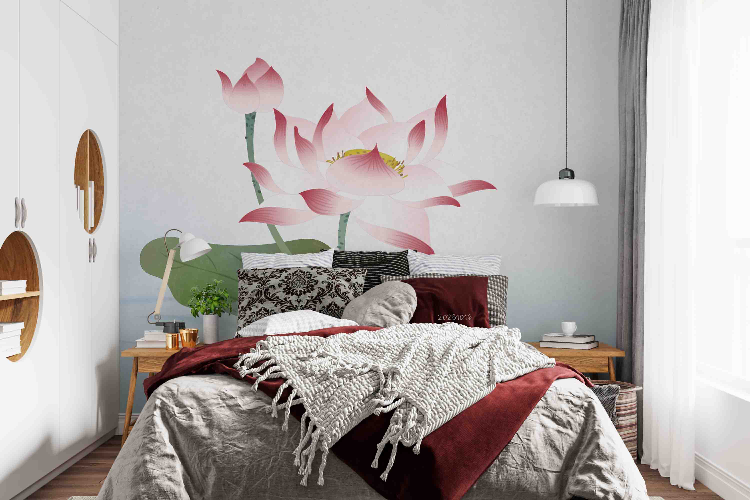 3D Floral Lotus Leaf Pond Wall Mural Wallpaper YXL 2956