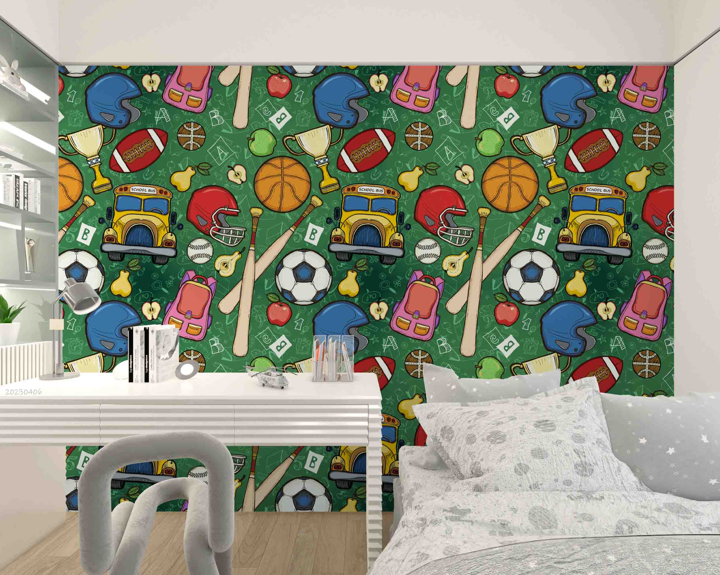 3D School Pattern Educational Elements Wall Mural Wallpaper GD 5649- Jess Art Decoration