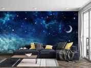 3D Moon Sky Star Cloud dreamy moon and galaxy sky wall mural wallpaper for bedroom - view 2