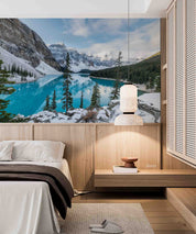 3D Hotel Inn Motel Hostel Resort Manor Scenery Snow Mountain Lake Wall Mural Wallpaper 9