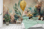 3D Elegant Branch Gold Leaf Floral Pattern Wall Mural Wallpaper GD 3097- Jess Art Decoration