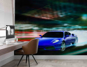 3D Blue Sports Car Wallpaper Wall Mural Wall Decor Wall Art Wall Sticker Remoable Wallpaper