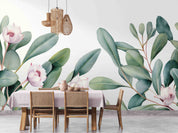 3D Green Plants Leaves White Floral Wallpaper Wall Mural Wall Decor Wall Art Wall Sticker Remoable Wallpaper1