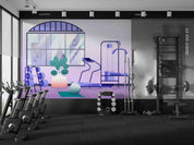 3D Gym Dumbbell Treadmill Window Wall Mural Wallpaper YXL 2378