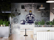 3D Bodybuilder Barbell Brick Wall Background Wall Mural Wallpaper GD 4143- Jess Art Decoration