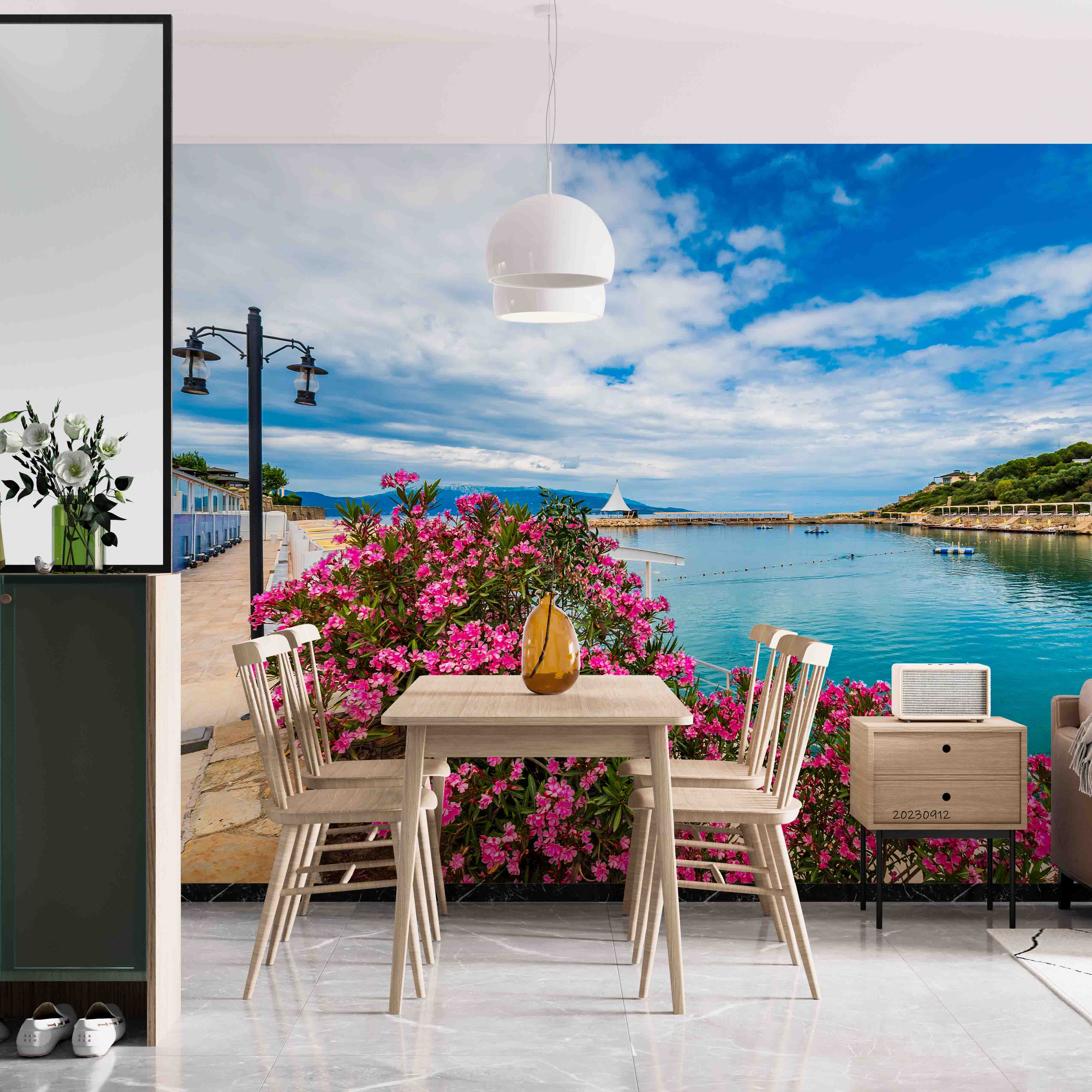 3D Sea Floral Mountain Cloud Sky Road House Wall Mural Wallpaper YXL 2618