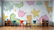 3D Childcare Nursery School Cartoon Animals Kids Wall Mural Wallpaper JN 23