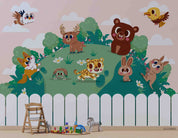 3D Childcare Nursery School Cartoon Kids Animals Zoo Wall Mural Wallpaper JN 19