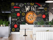 3D Vegetables Pizzeria Black Background Wall Mural Wallpaper GD 4926- Jess Art Decoration