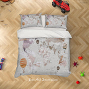 3D World Map Hydrogen Balloon Aircraft Quilt Cover Set Bedding Set Duvet Cover Pillowcase 626