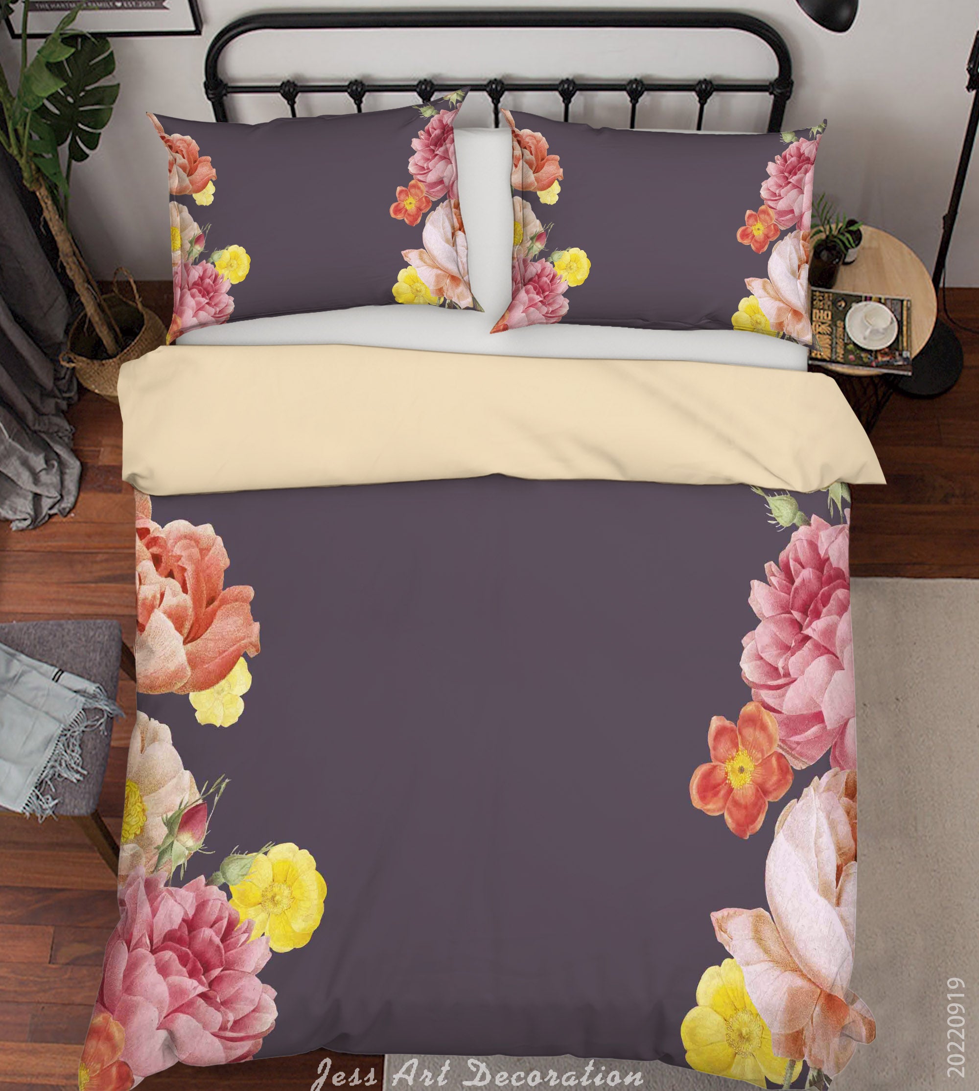 3D Floral Leaf Hydrangea Brown Quilt Cover Set Bedding Set Duvet Cover Pillowcase 184