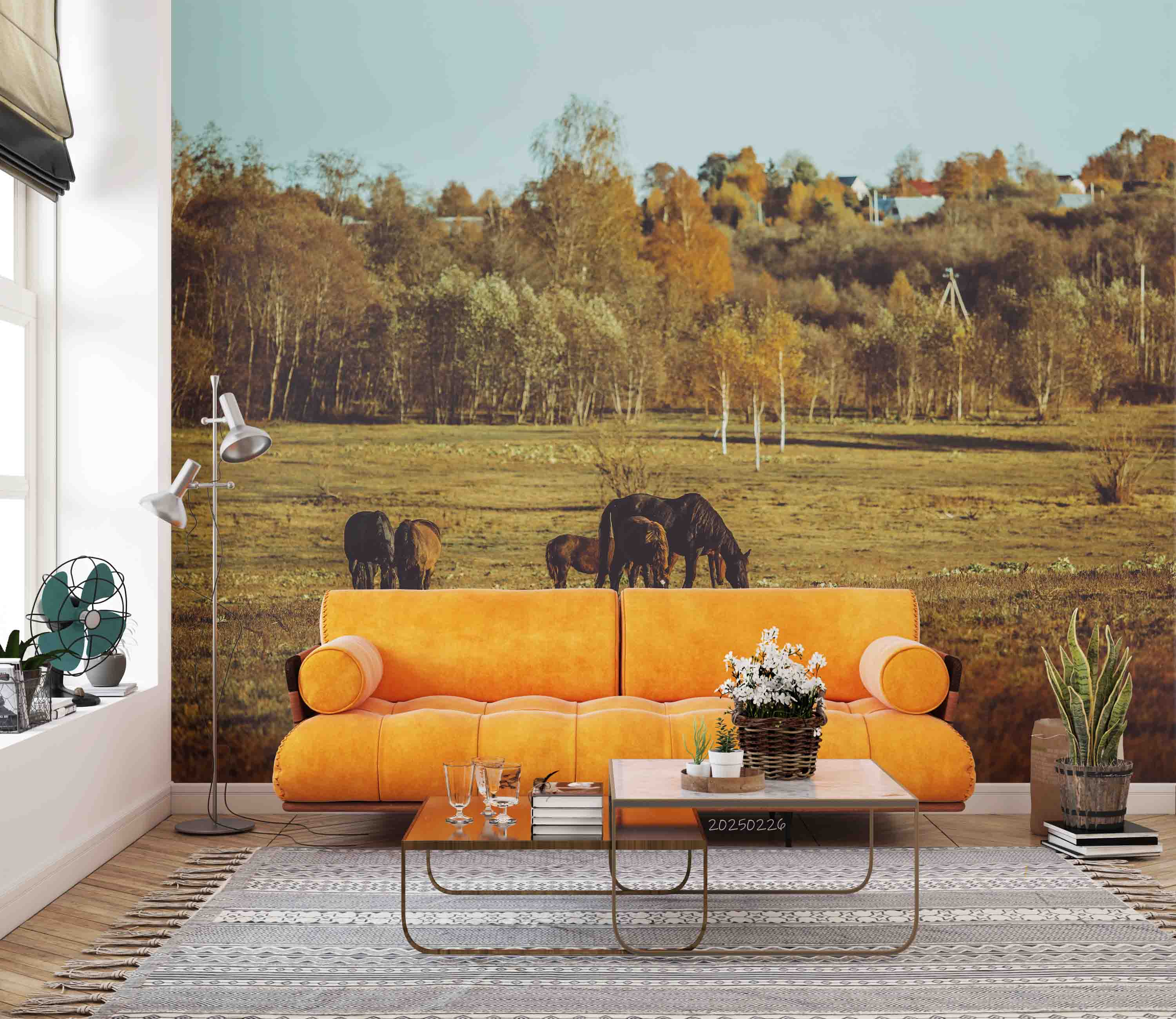 3D Sky Forest Grassland Animal Horse Scenery Wallpaper Wall Mural Wall Decor Wall Art Wall Sticker Remoable Wallpaper LQH