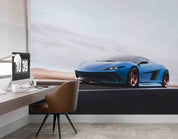 3D Blue Sports Car Wallpaper Wall Mural Wall Decor Wall Art Wall Sticker Remoable Wallpaper