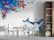 3D Sea Sea Turtle Whale Fish Jellyfish Wall Mural Wallpaper YXL 677