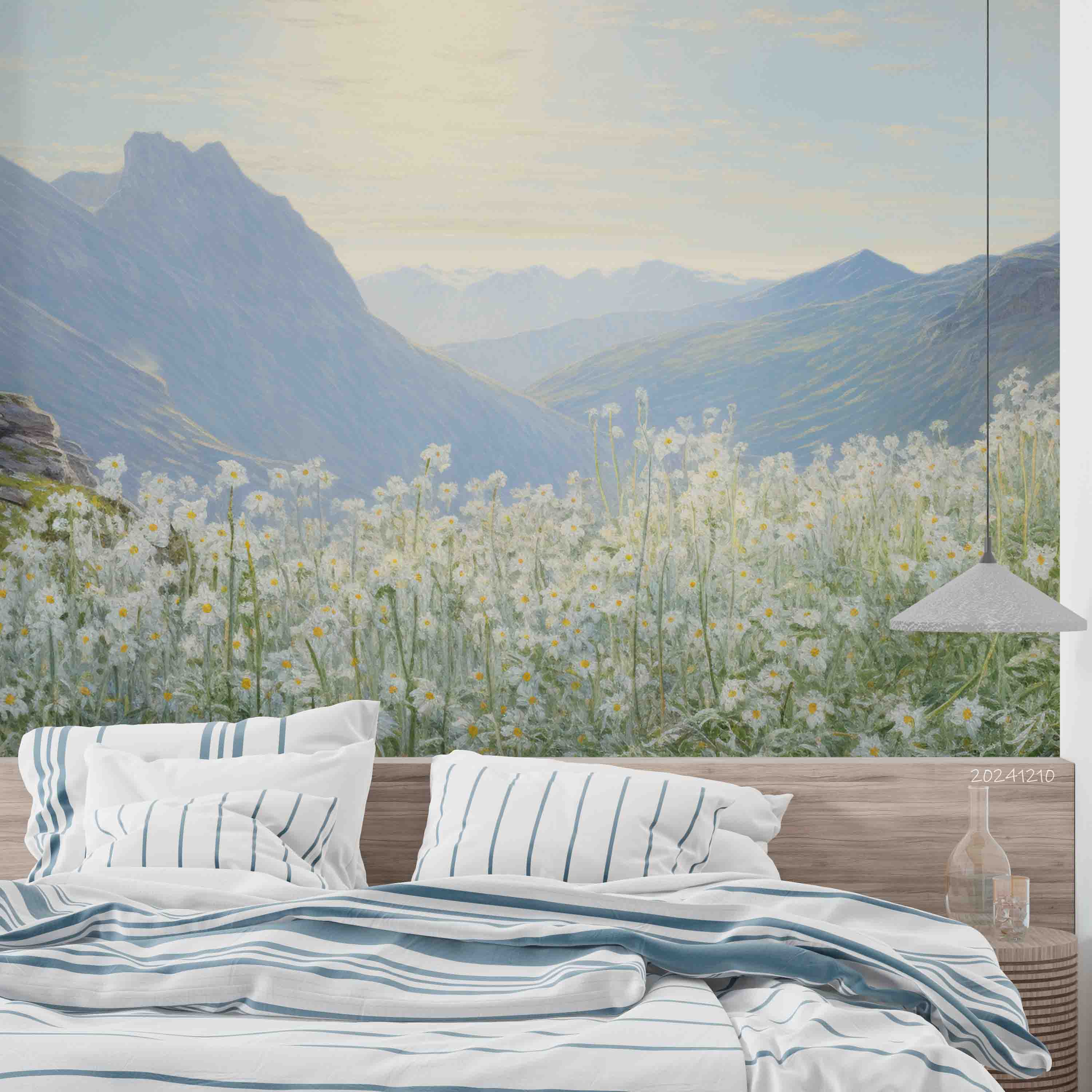 3D Sky Mountains Floral Nature Landscape Wallpaper Wall Mural Wall Decor Wall Art Wall Sticker Remoable Wallpaper LQH 27