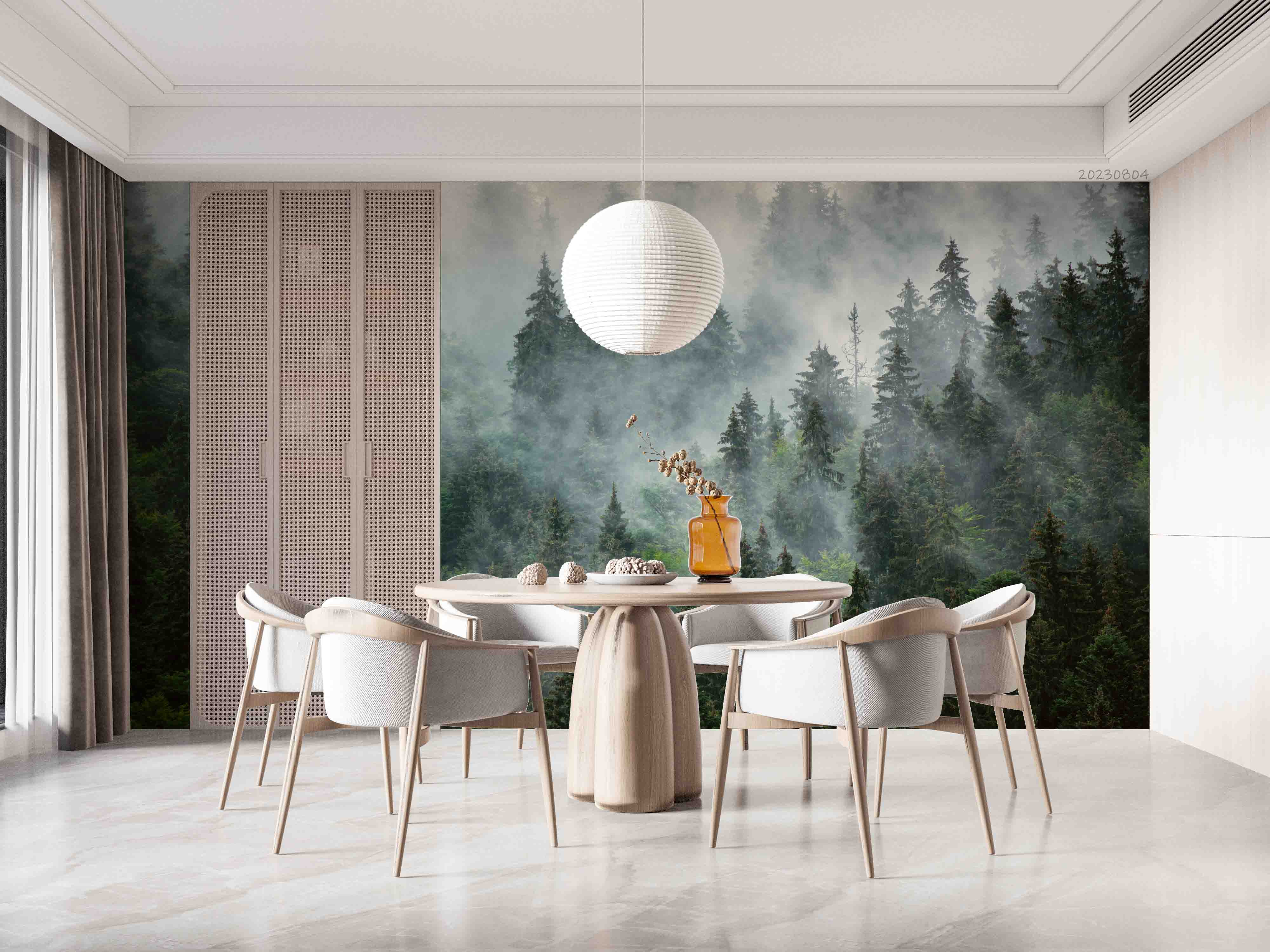 3D Forest Tree Fog Sky Wall Mural Wallpaper YXL 2513