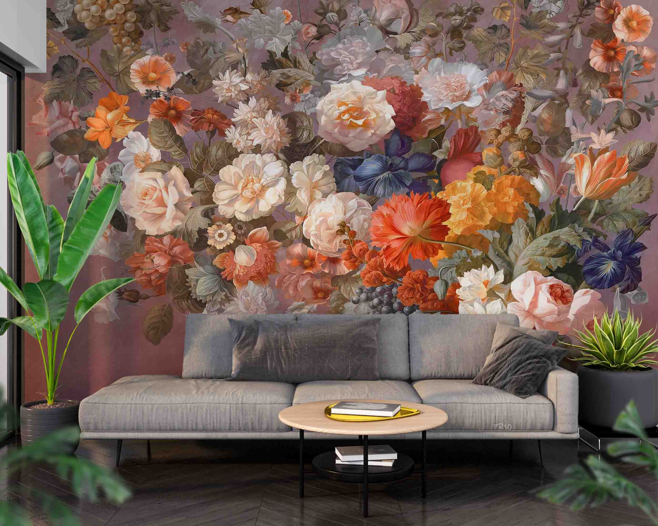 3D Colorful Floral Background Wall Mural Wallpaper GD 4727- Jess Art Decoration