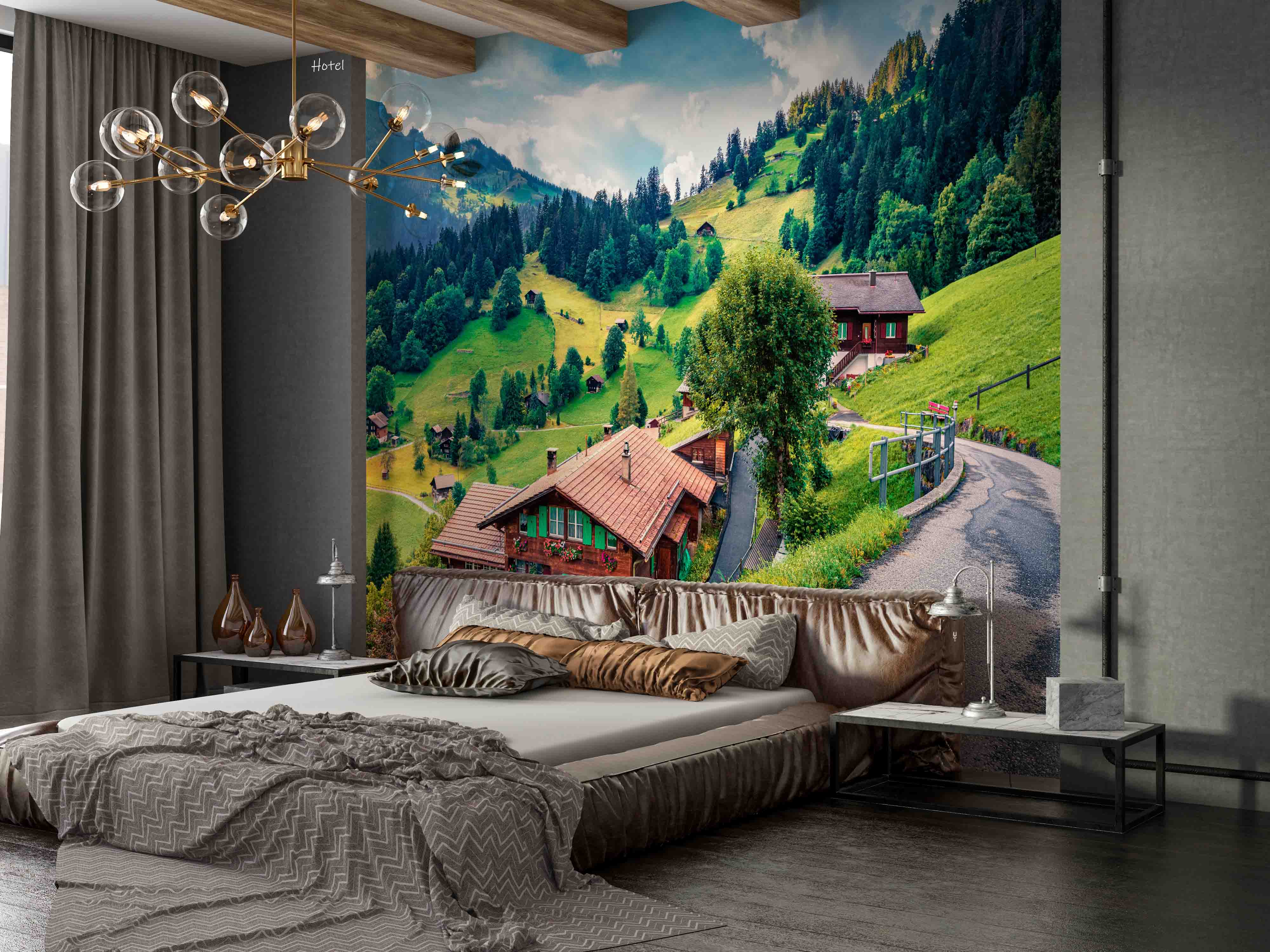 3D Hotel Inn Motel Hostel Resort Manor Scenery Wall Mural Wallpaper 21