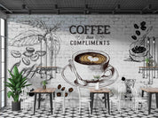 3D Vintage Hand Drawn Coffee Shop Background Wall Mural Wallpaper GD 5514- Jess Art Decoration
