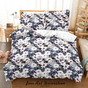 3D Floral Leaf Gray Quilt Cover Set Bedding Set Duvet Cover Pillowcase 518