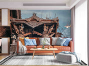 3D Architecture Relief Buddha Sky Wall Mural Wallpaper YXL 2447