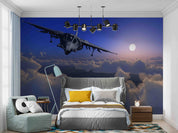 3D Military Aircraft Clouds Sky Flight Wall Mural Wallpaper GD 5478- Jess Art Decoration