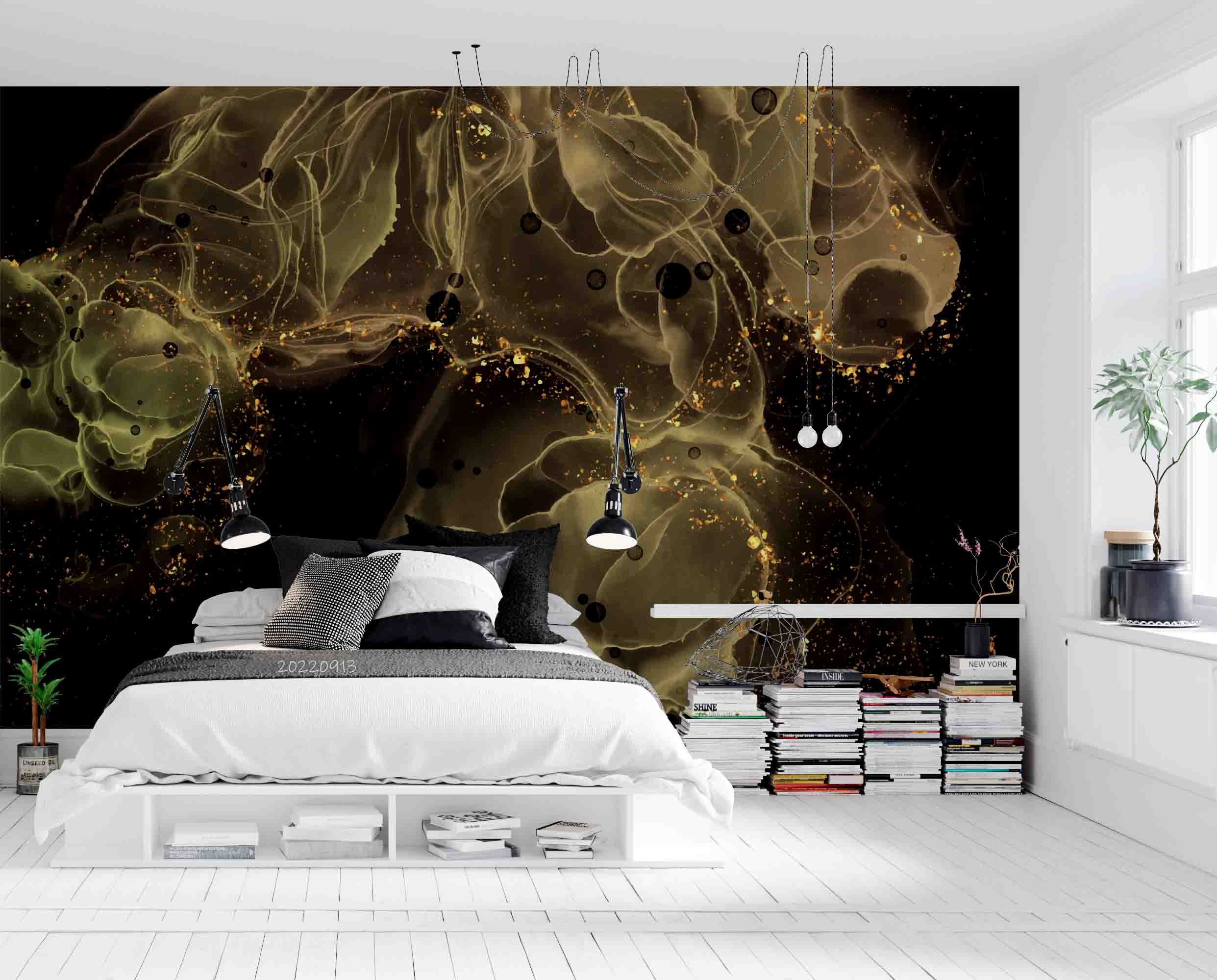 3D Gold Alcohol Ink Background Glitter Wall Mural Wallpaper GD 3553- Jess Art Decoration