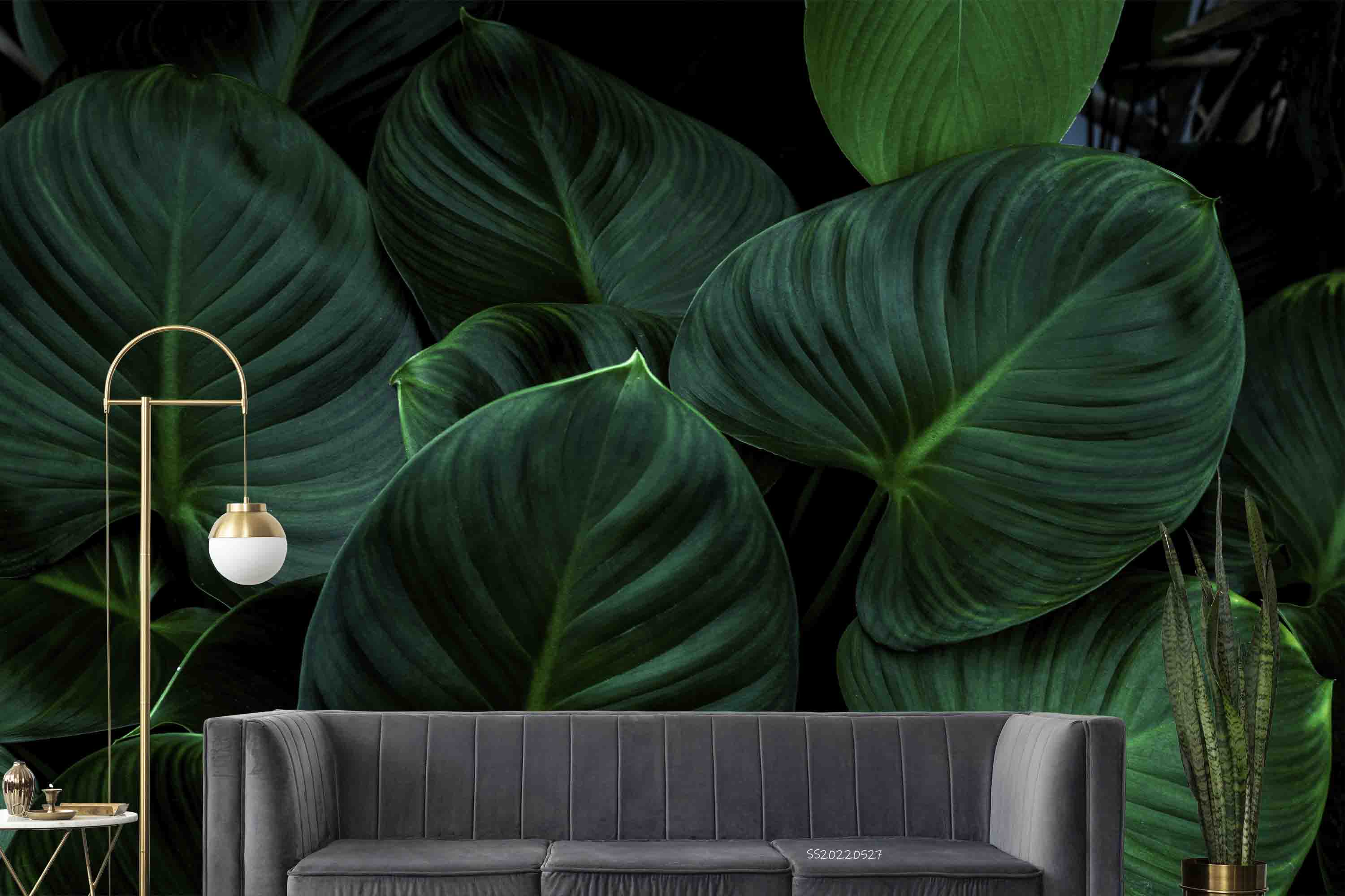 3D Tropical Green Leaves Background Wall Mural Wallpaper GD 4151- Jess Art Decoration