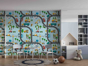 3D Cartoon Trucks Track Automobile Agitating Lorry Wall Mural Wallpaper YXL 2610
