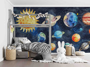 3D Watercolour The Earth Star Sun Wall Mural Wallpaper YXL 235