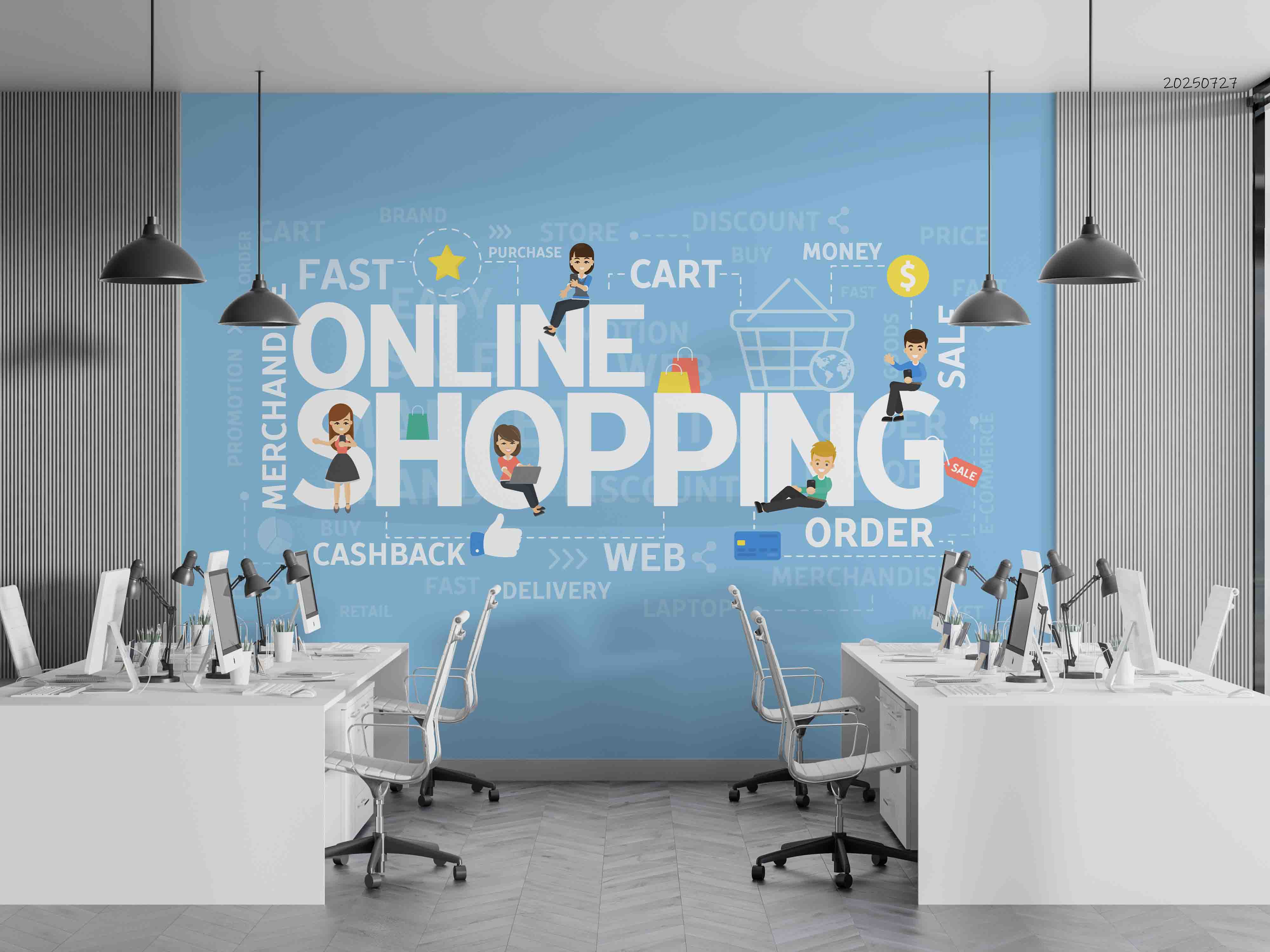 3D Office Business Commerce Technology Online Shopping Wall Mural Wallpaper 11