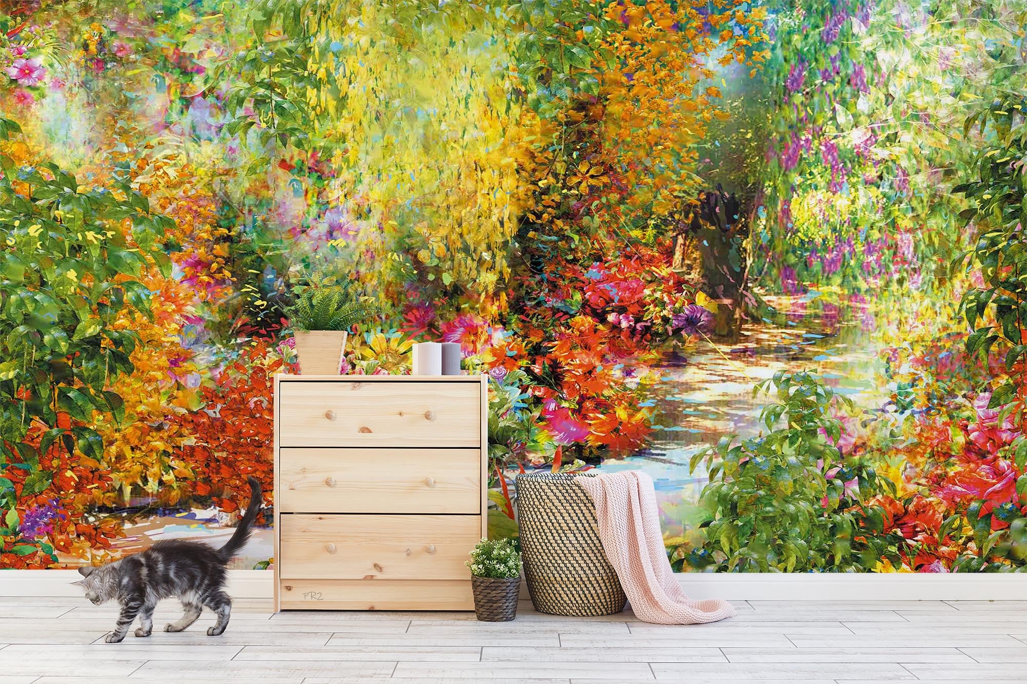 3D Oil Painting Summer Forest Trees Floral Wall Mural Wallpaper GD 3707- Jess Art Decoration