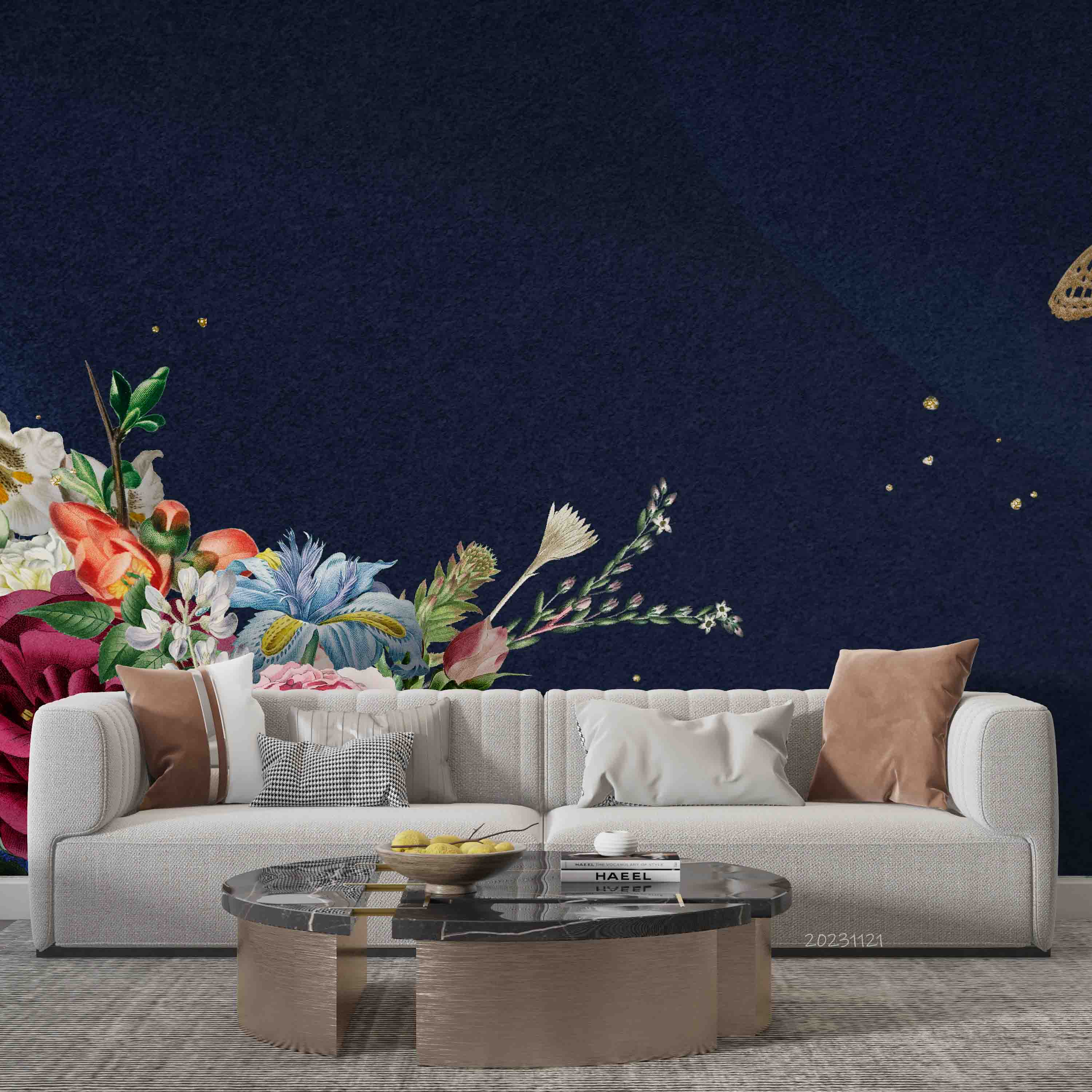 3D Floral Leaf Rose Butterfly Wall Mural Wallpaper YXL 3135