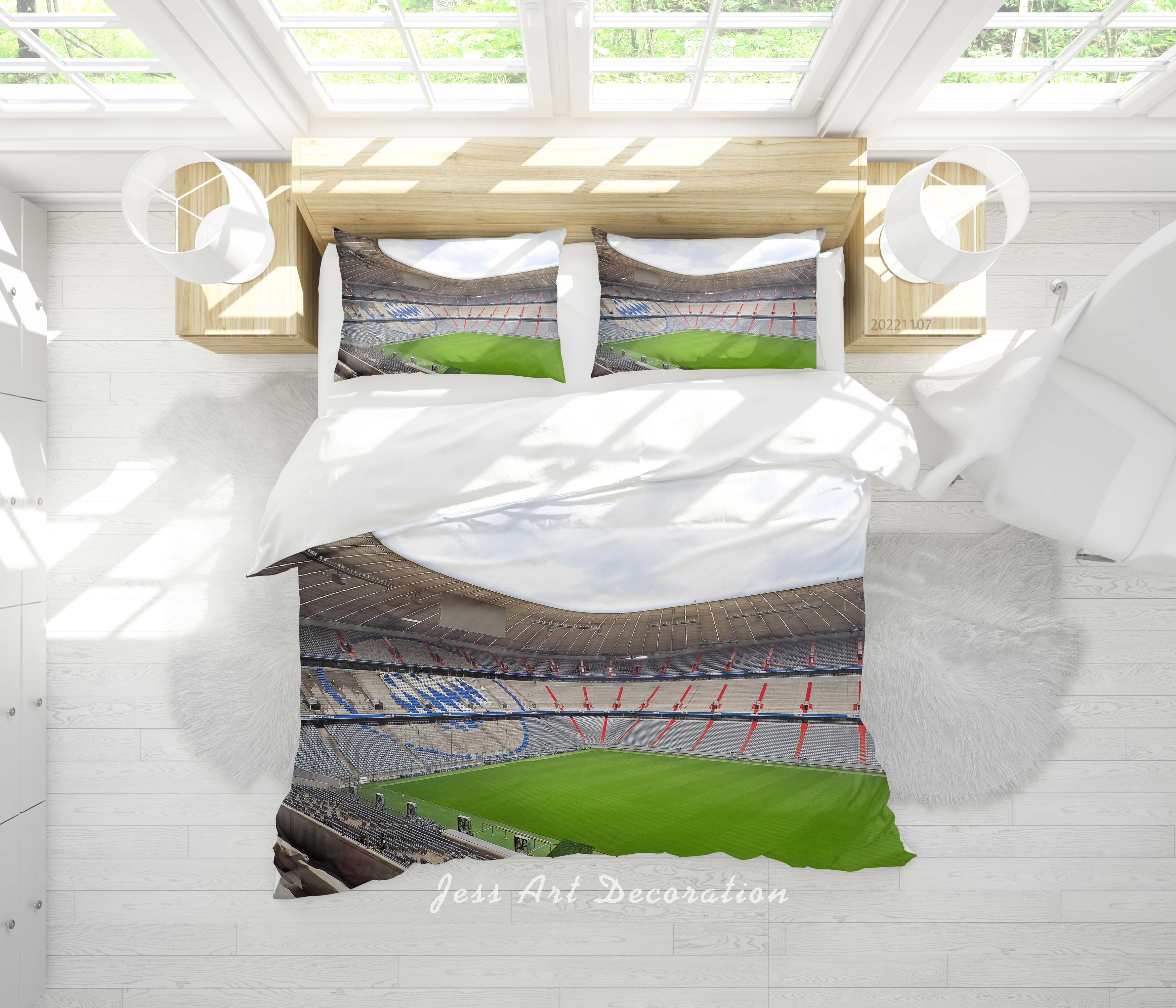 3D Bayern Munich Football Field Quilt Cover Set Bedding Set Duvet Cover Pillowcase 723