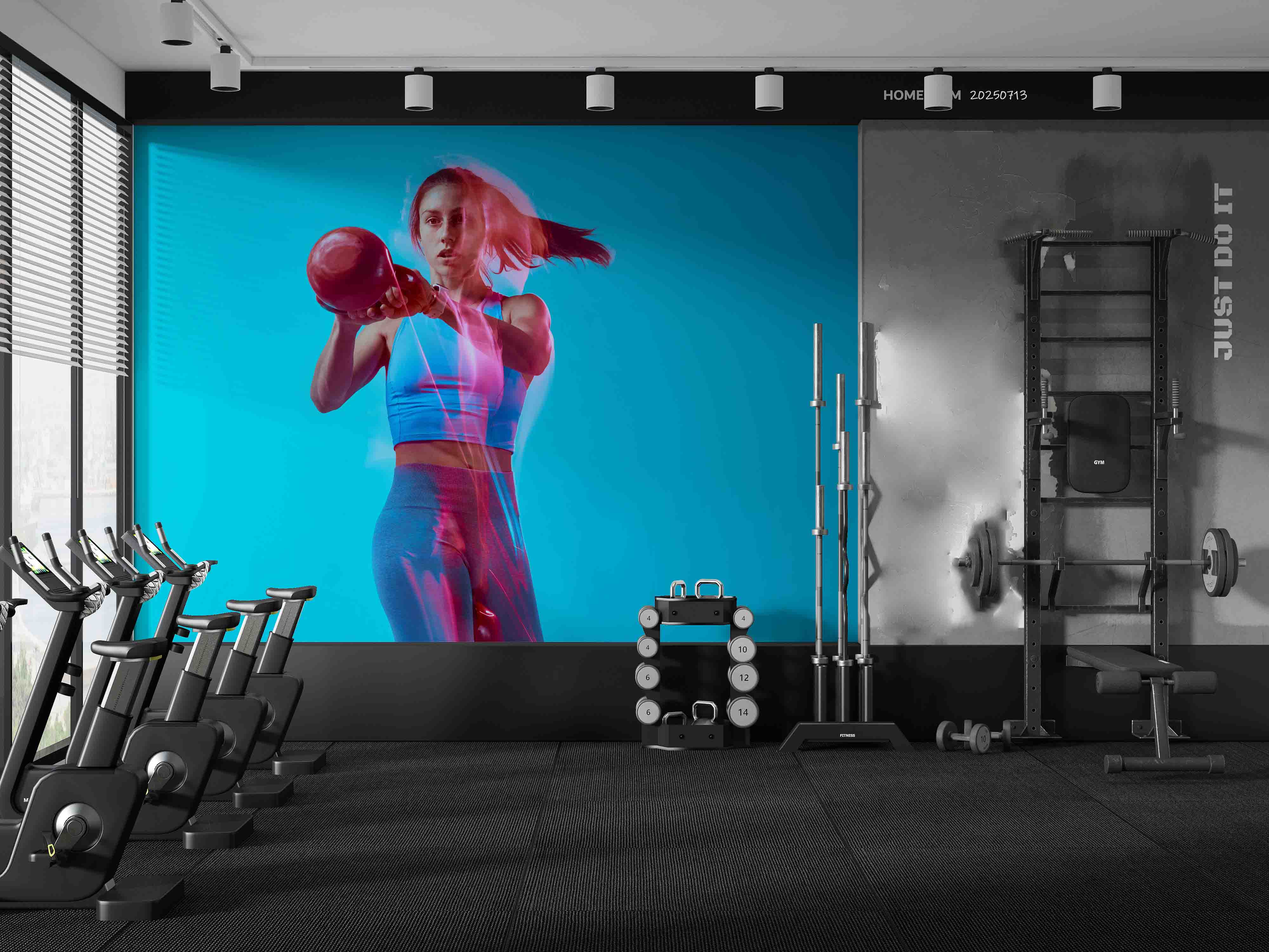 3D Gym Fitness Dumbbell Wall Mural Wallpaper 3