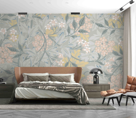 3D Soft Wildflower Leaf watercolor floral botanical wall mural wallpaper for living room