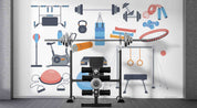 3D Fitness Equipment Dumbbell Fitness Ball Bike Wall Mural Wallpaper YXL 2403
