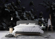 3D Black Floral Leaves Bouquet Dark Background Wallpaper Wall Mural Wall Decor Wall Art Wall Sticker Remoable Wallpaper