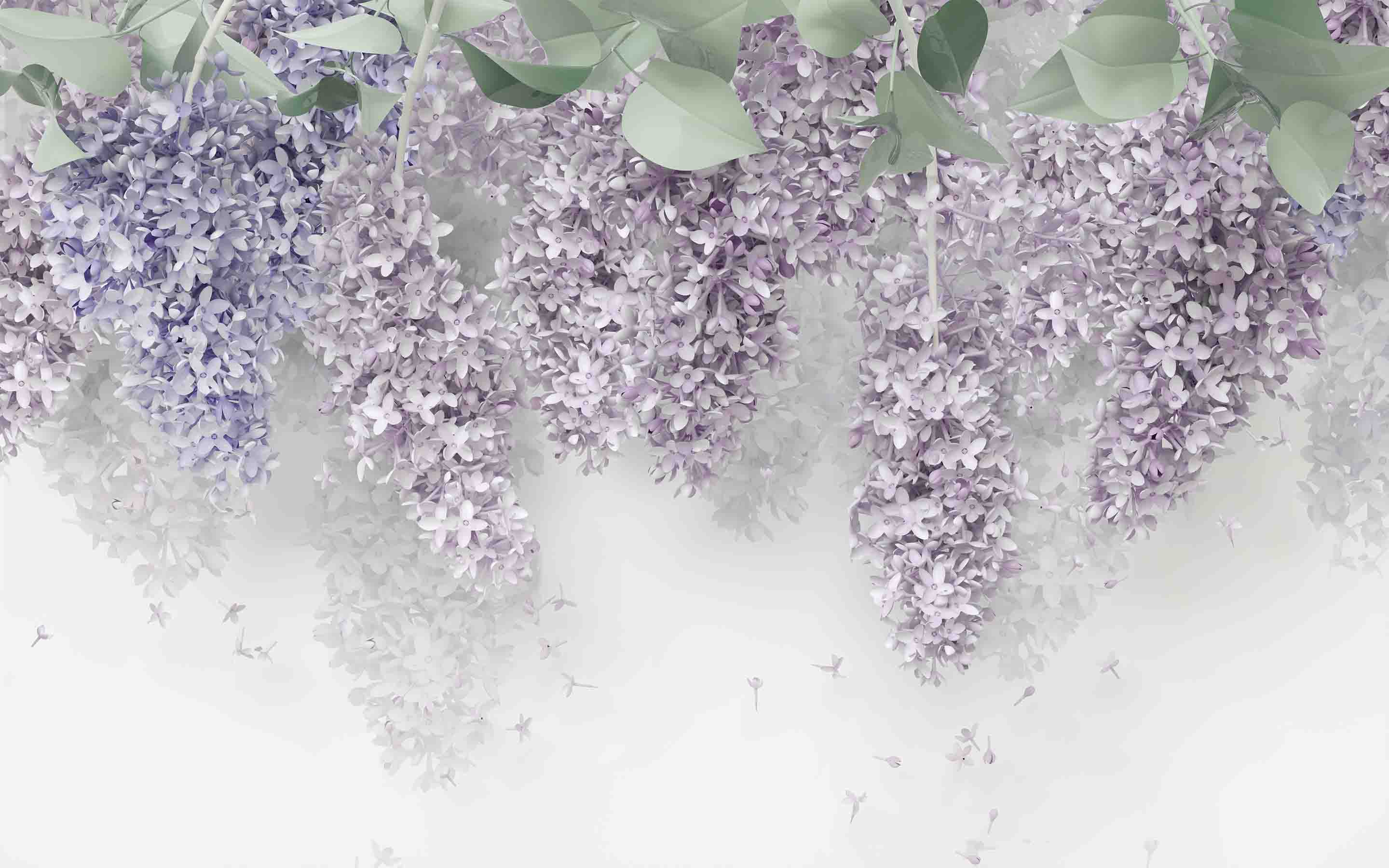 3D Watercolor Wisteria Flowers Wall Mural Wallpaper 124