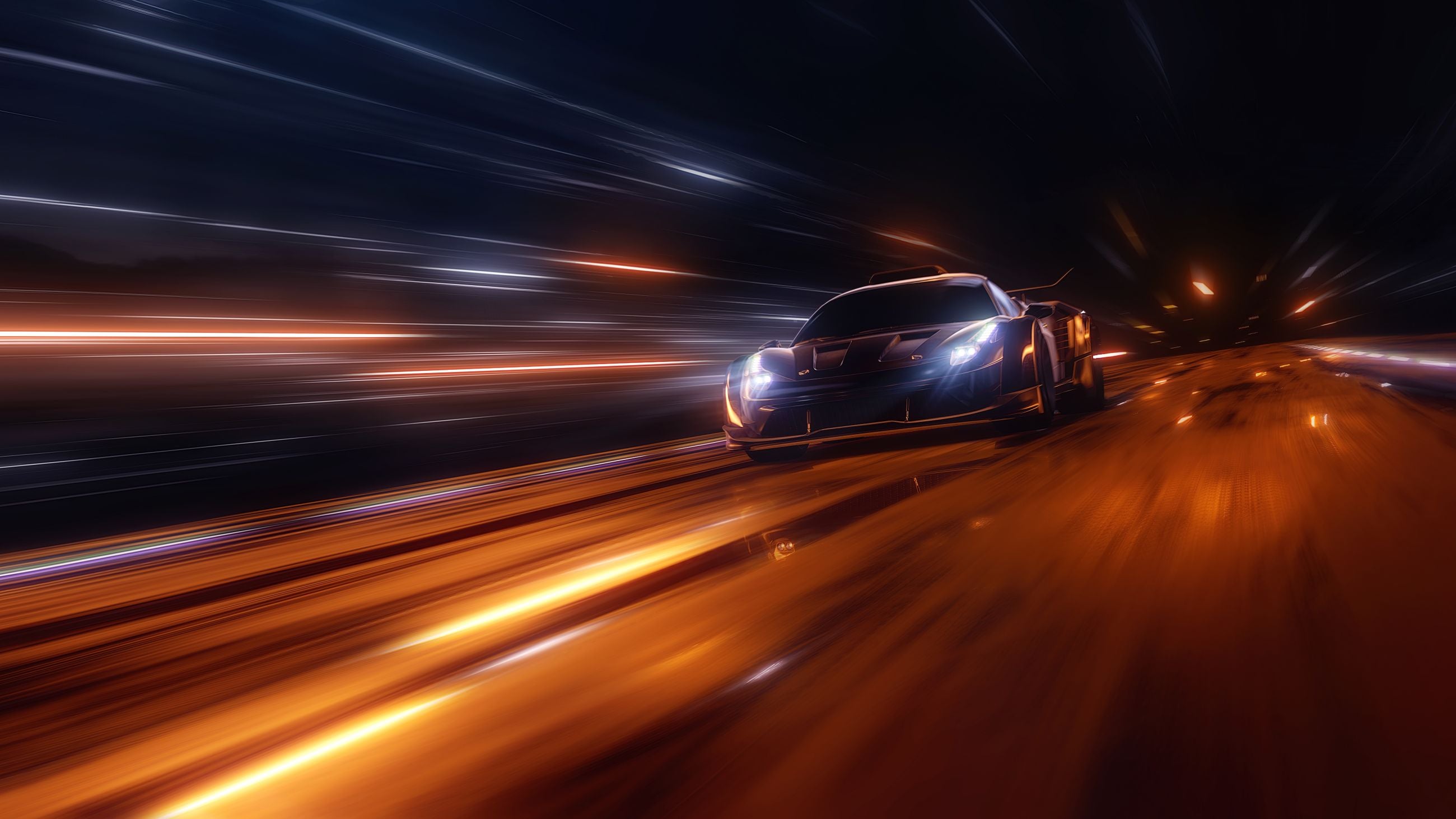 3D City Night Scene Neon Lights Sports Car Wallpaper Wall Mural Wall Decor Wall Art Wall Sticker Remoable Wallpaper